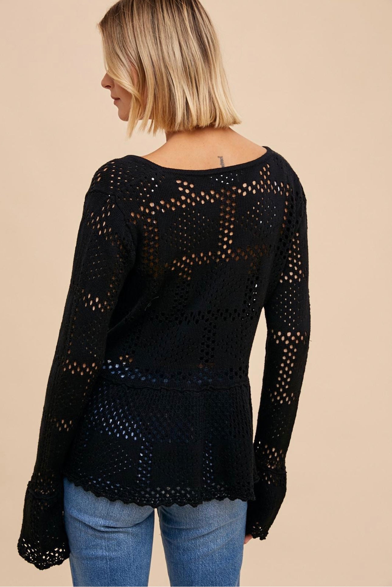 WC Pointelle Peplum Sweater