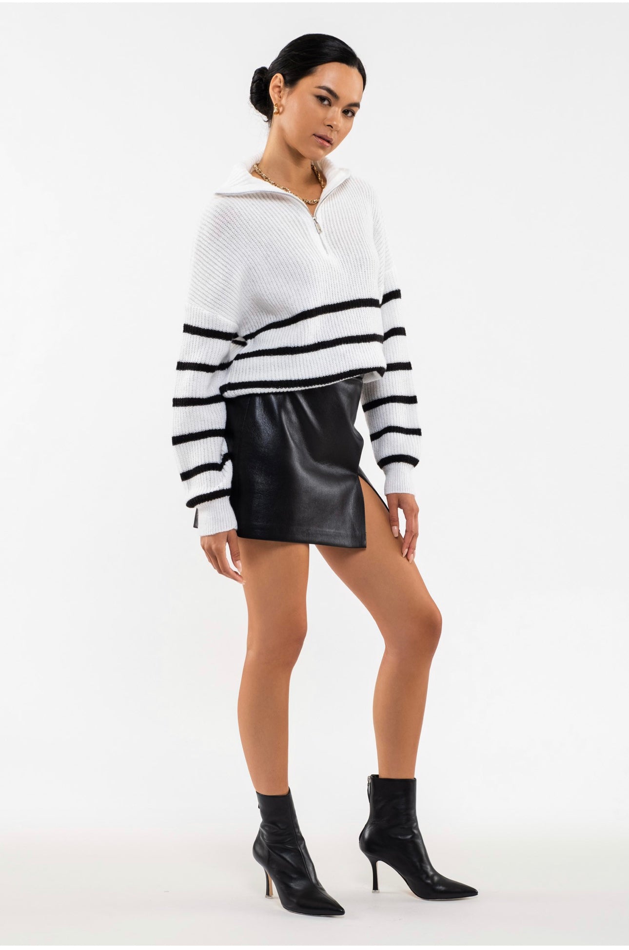 WC Striped Half Zip Sweater