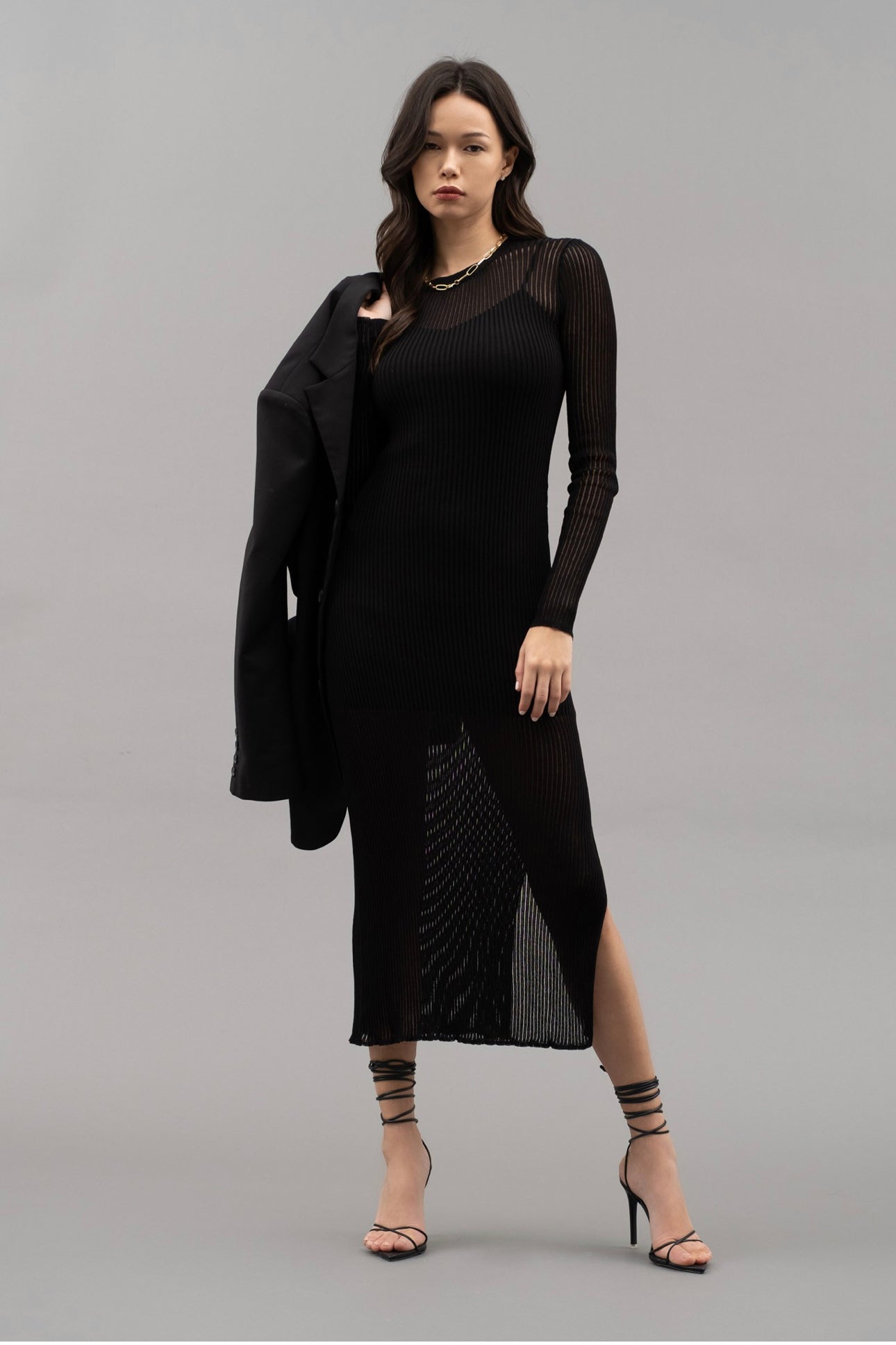 WC Sheer Knit Midi Dress