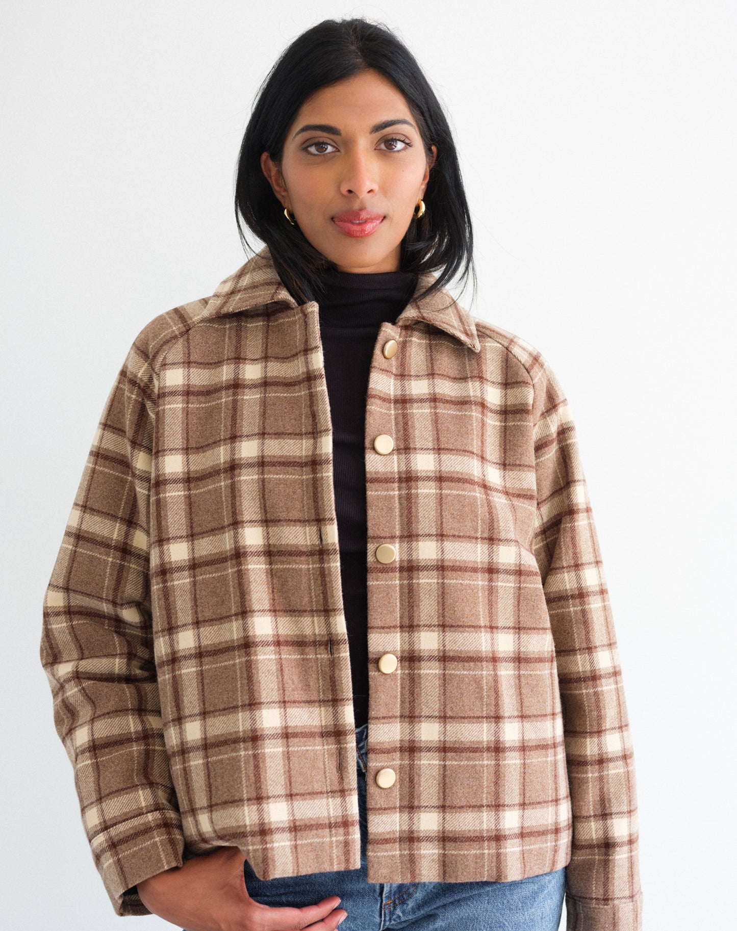 Brunette the Label / Plaid with Gold Buttons