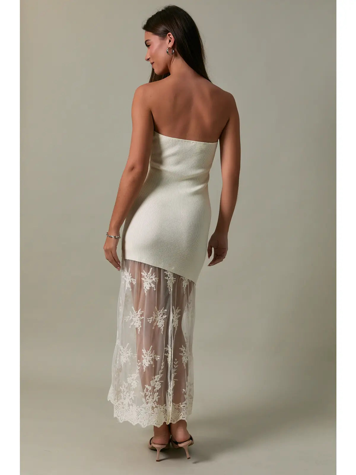 WC / Lace Hem Knit Midi Dress