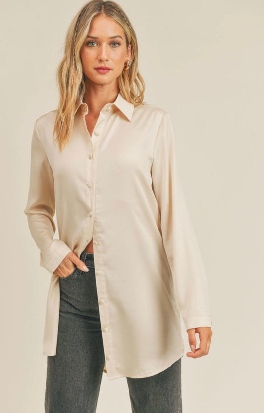 Sadie & Sage / Bianca Satin Long Shirt