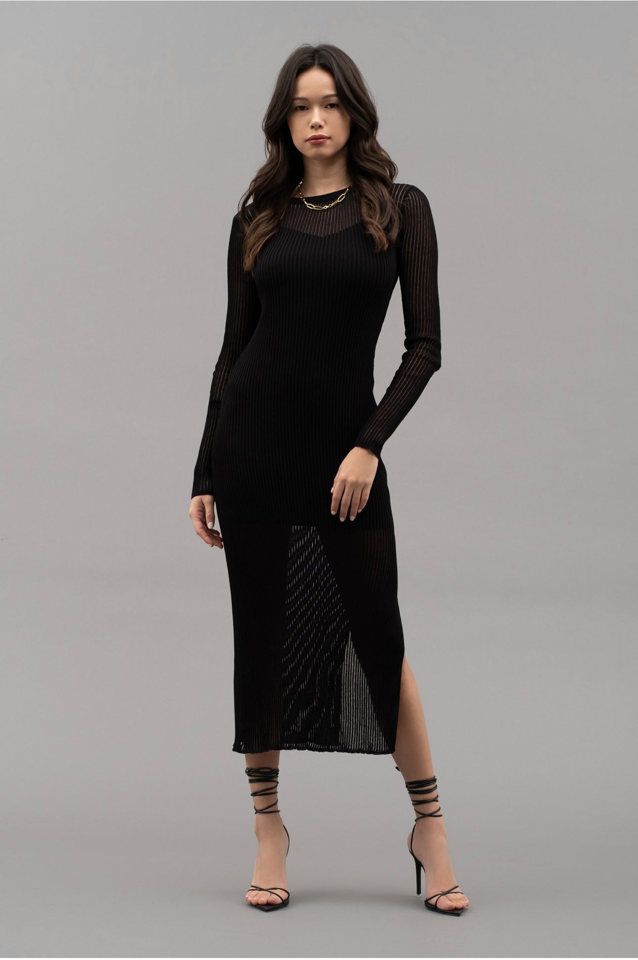 WC Sheer Knit Midi Dress