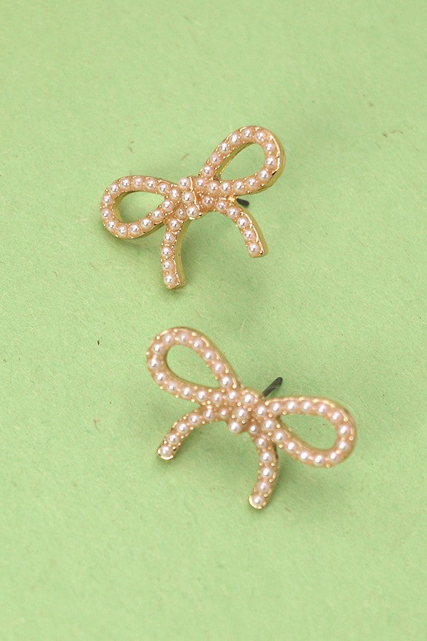 WC / Bow Pearl Earrings