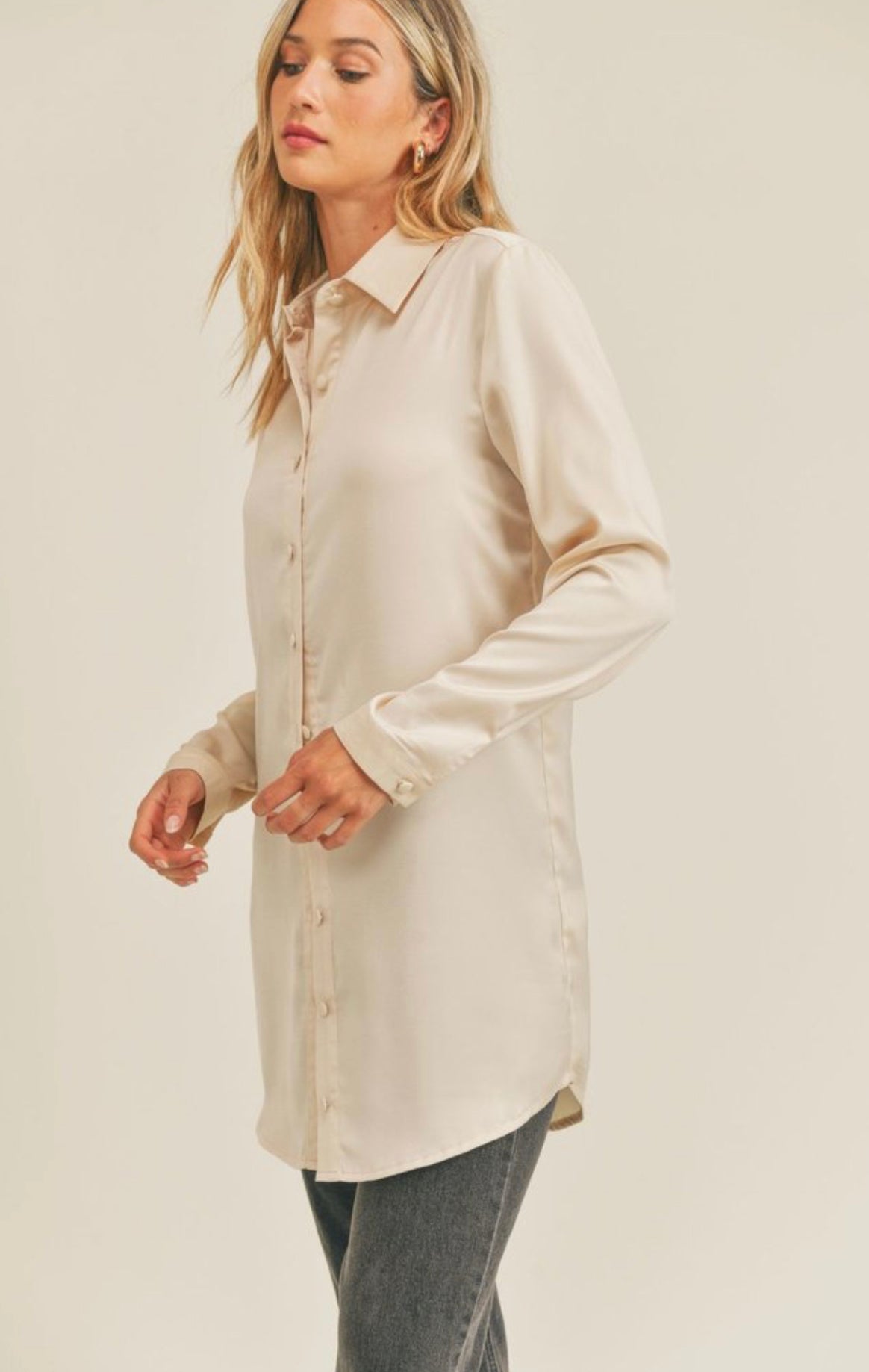 Sadie & Sage / Bianca Satin Long Shirt