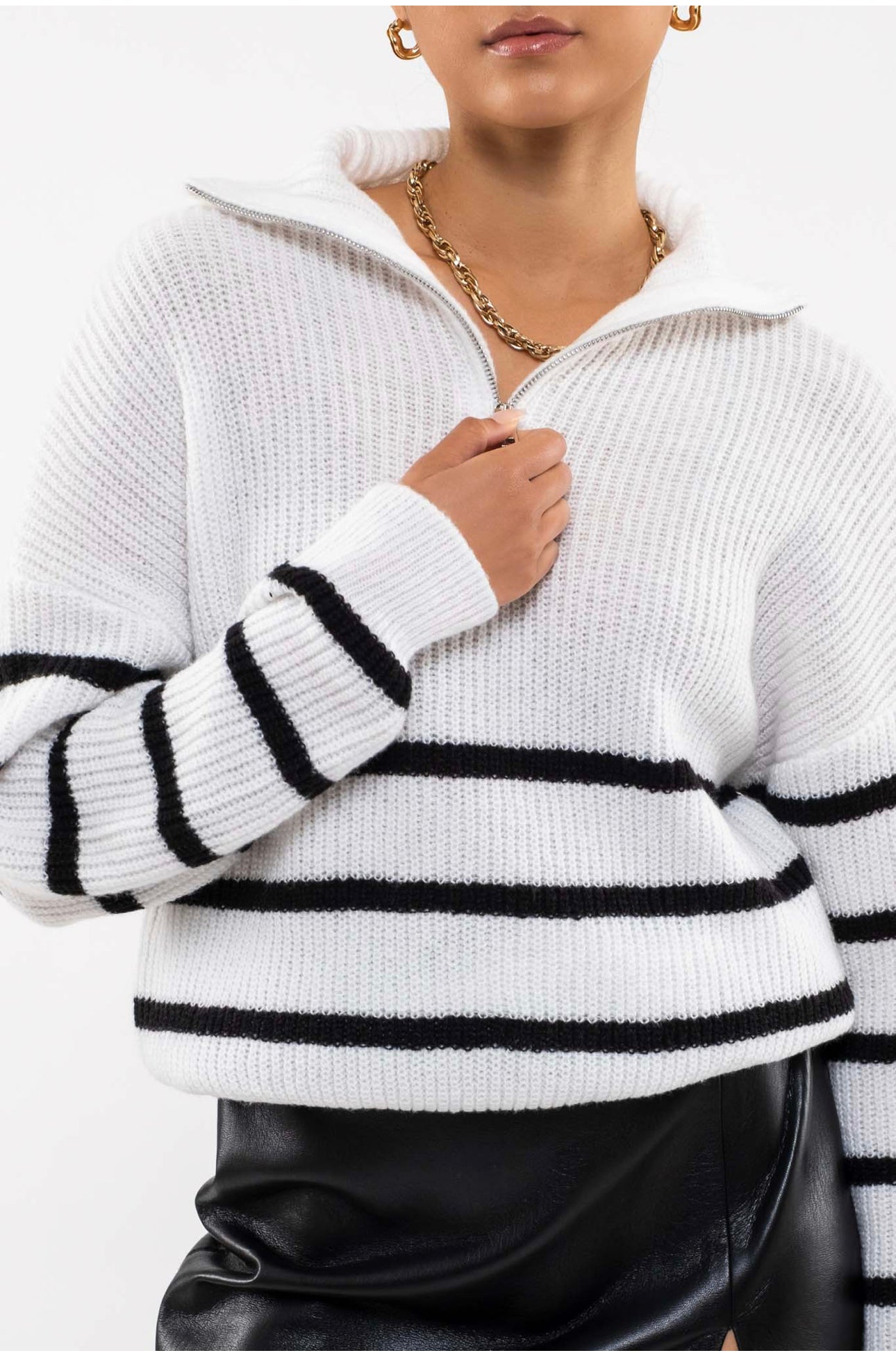 WC Striped Half Zip Sweater