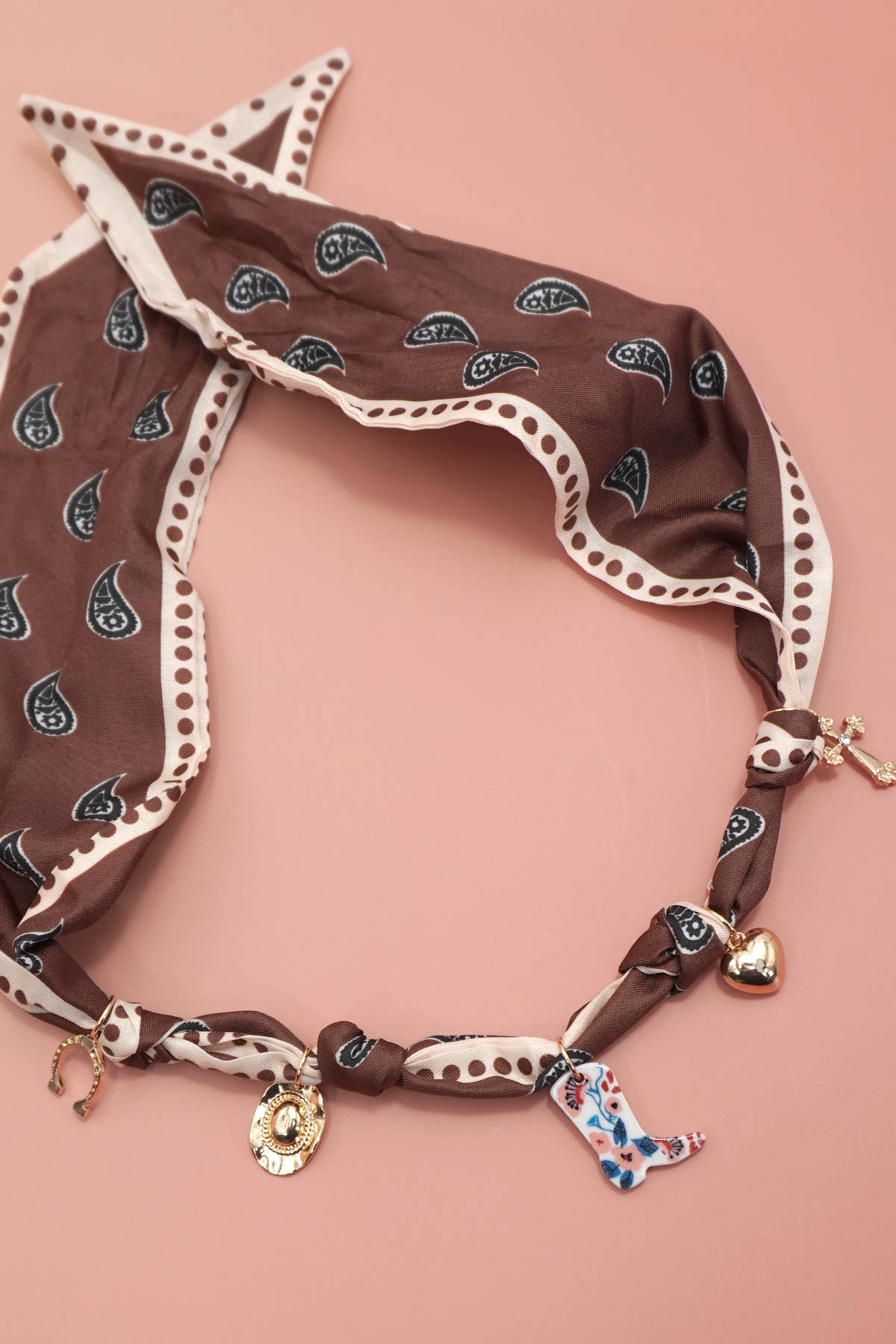 WC / Scarf Charm Necklace (Brown)