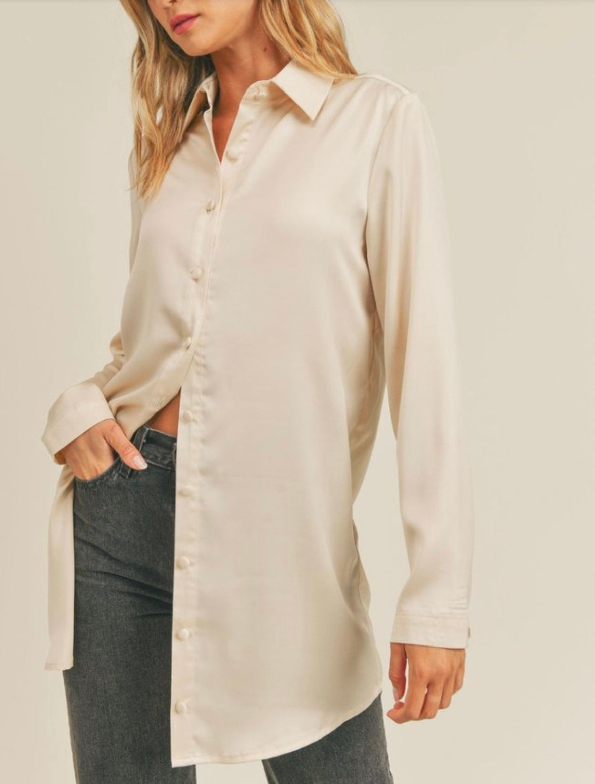 Sadie & Sage / Bianca Satin Long Shirt
