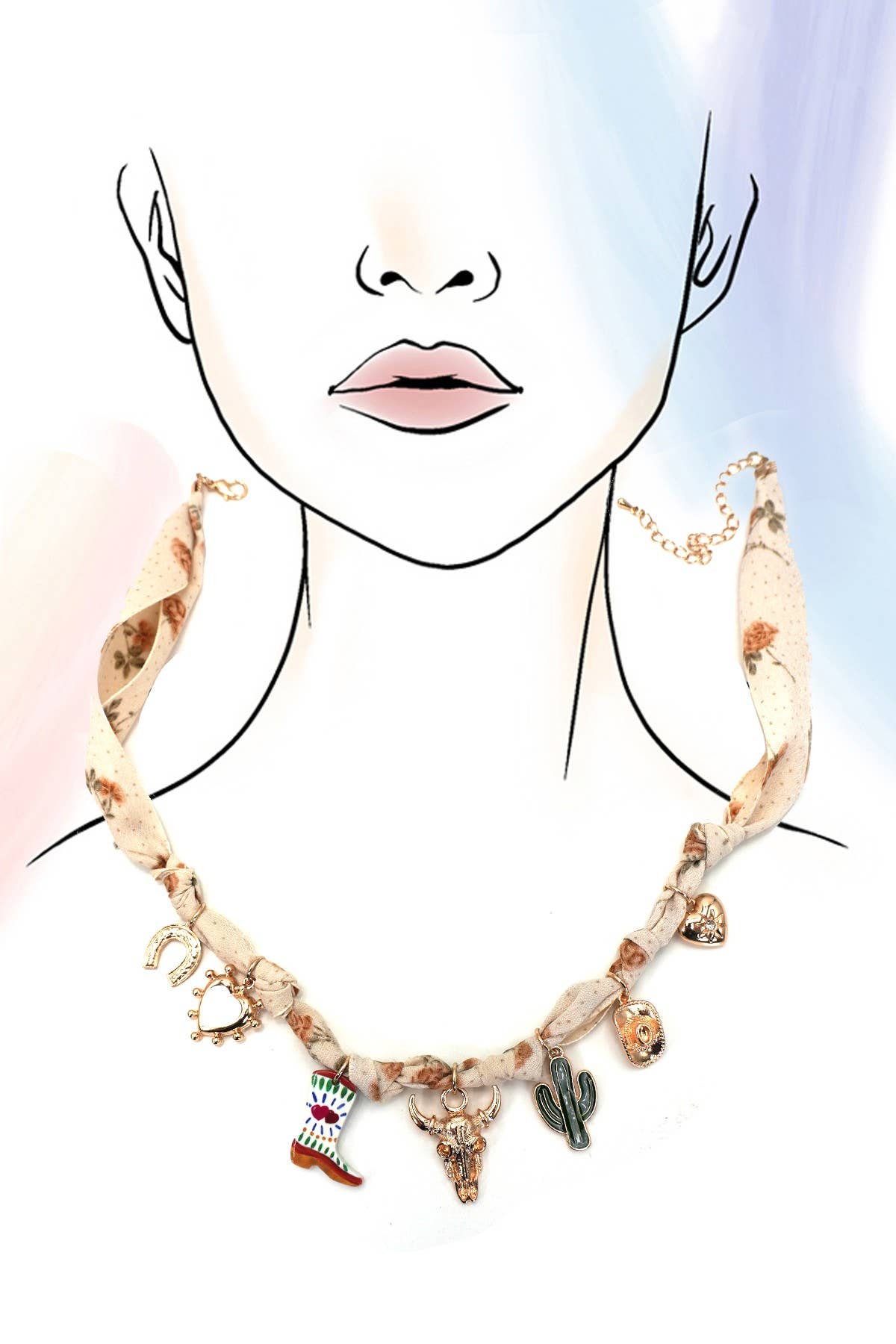WC / Scarf Charm Necklace (Beige)