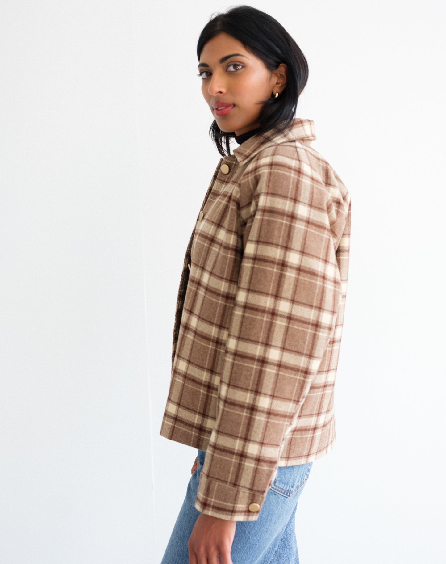Brunette the Label / Plaid with Gold Buttons