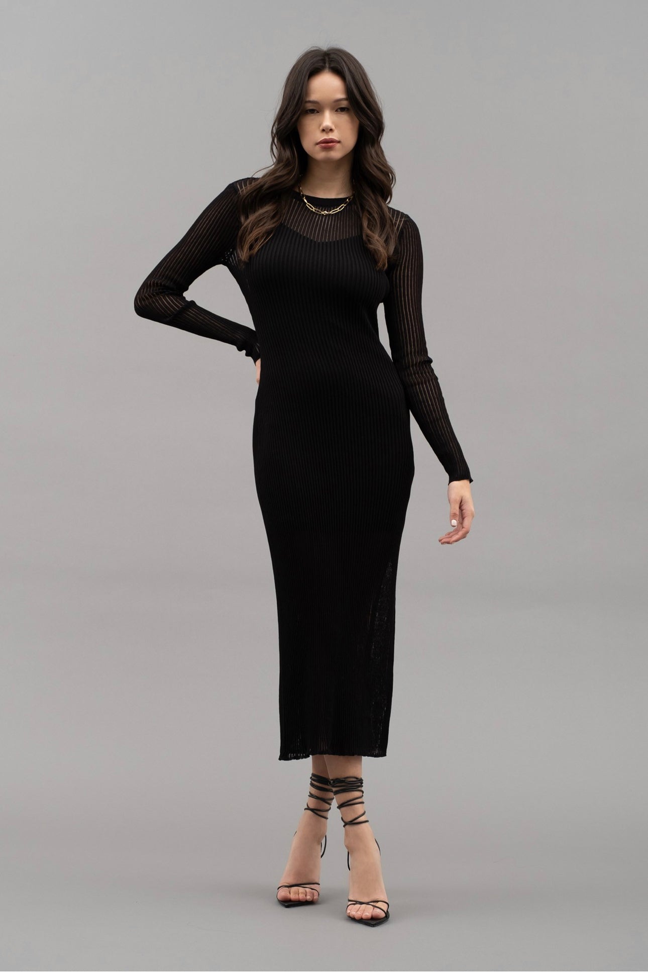 WC Sheer Knit Midi Dress