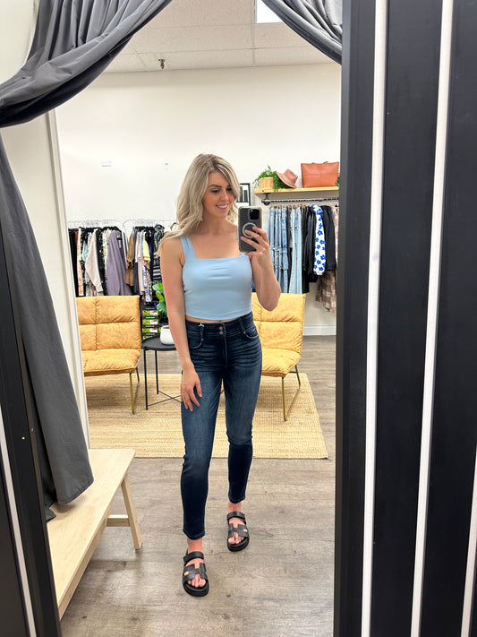 Second Skin / Clare Ribbed Crop Top (Bluebell)