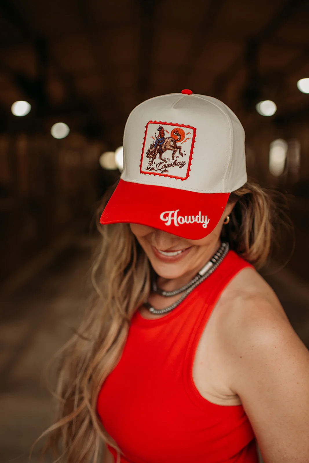 WC / Cowboy Howdy Trucker Hat (Red)