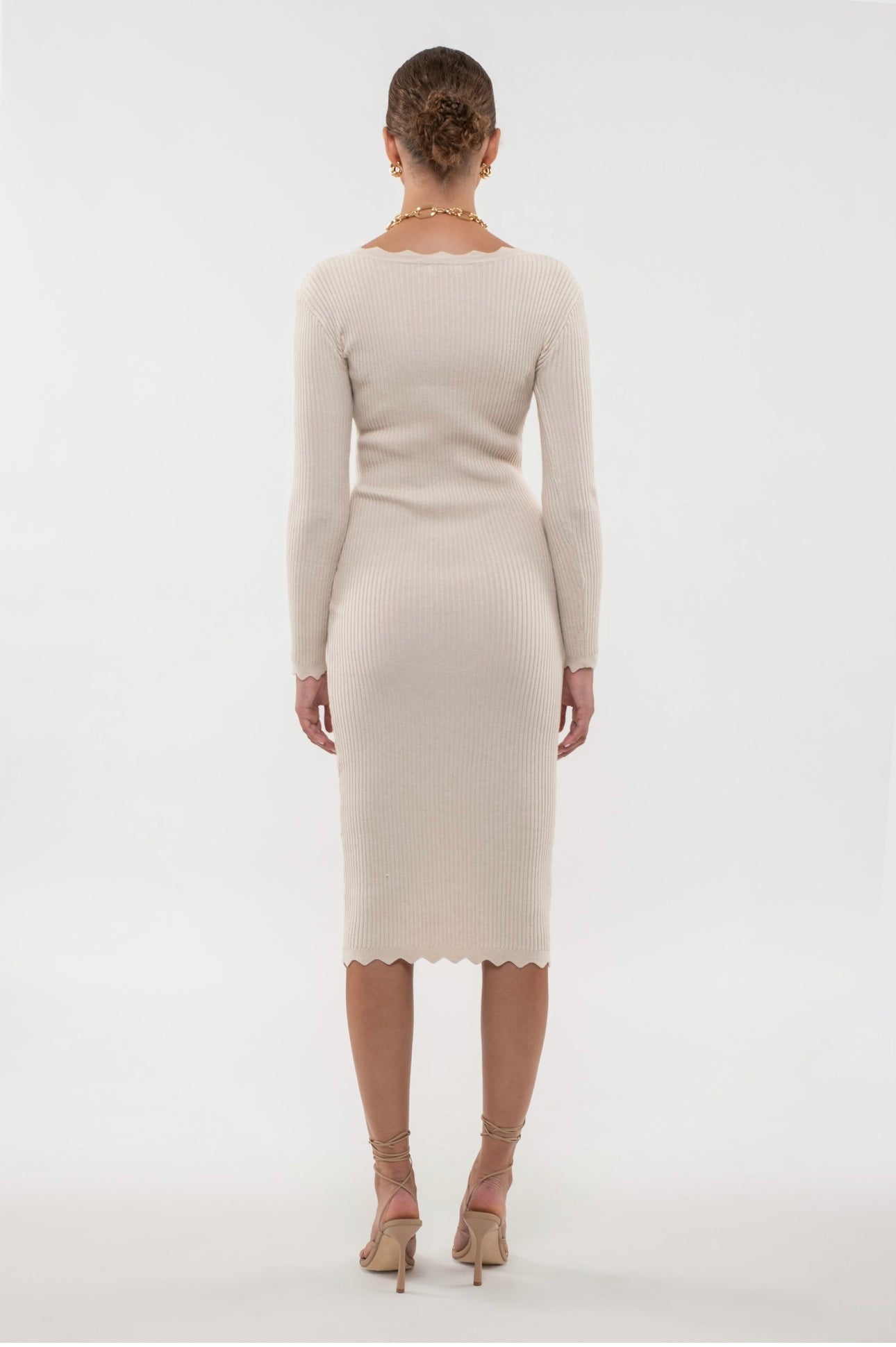 WC Scallop Hem Midi Dress
