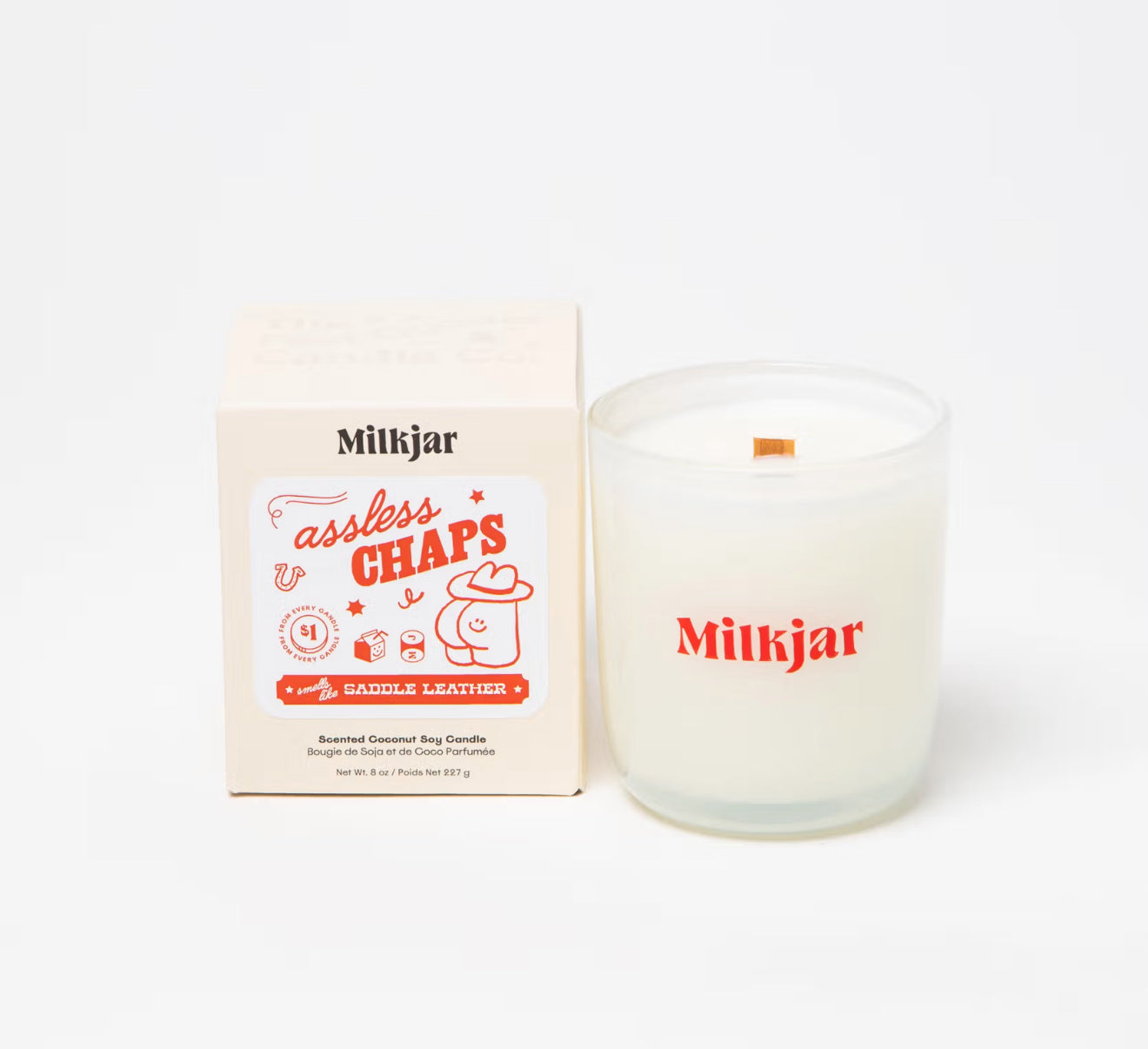 Milk Jar / Assless Chaps 8oz Candle