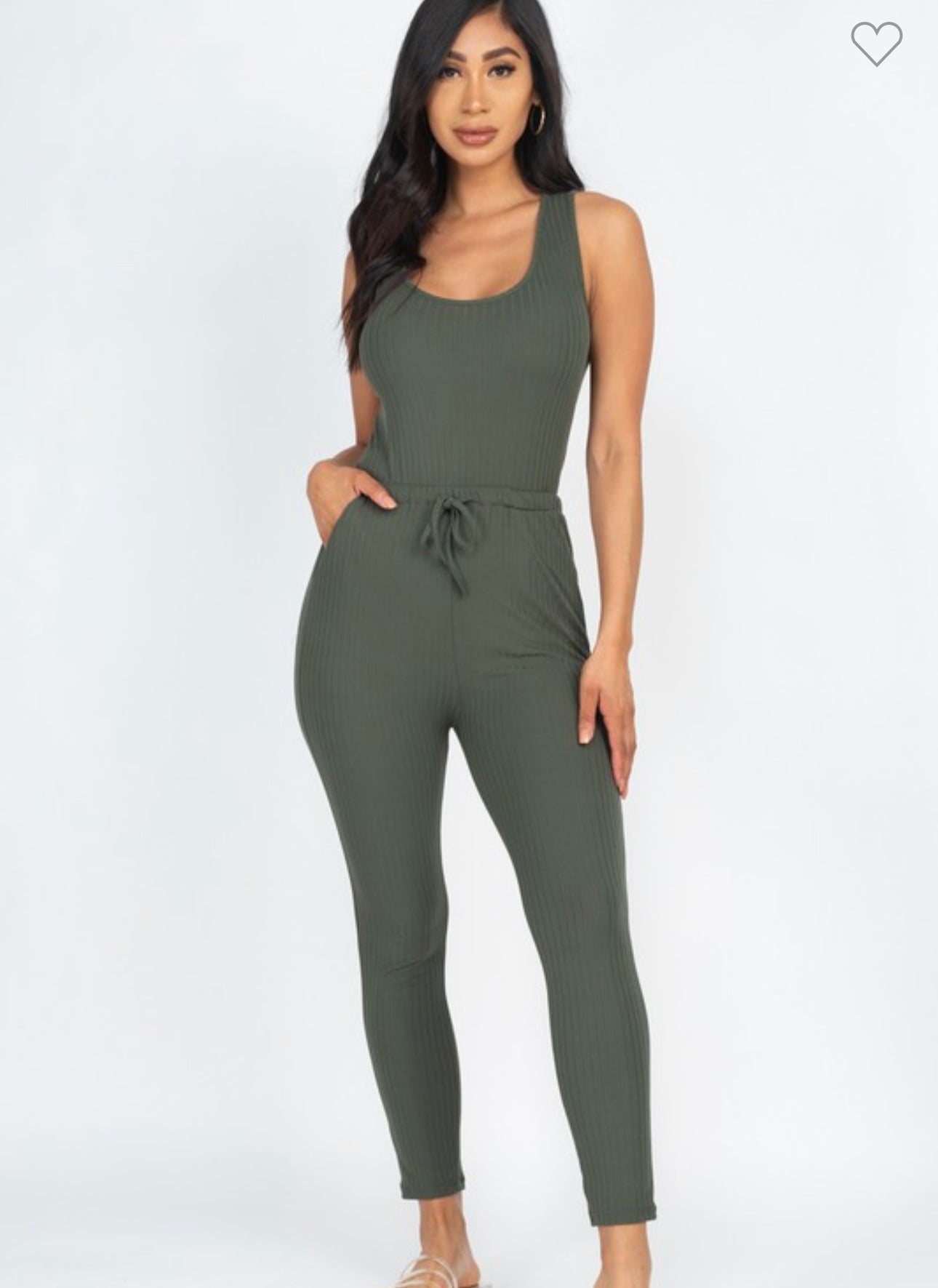 WC Ribbed Drawstring Jumpsuit