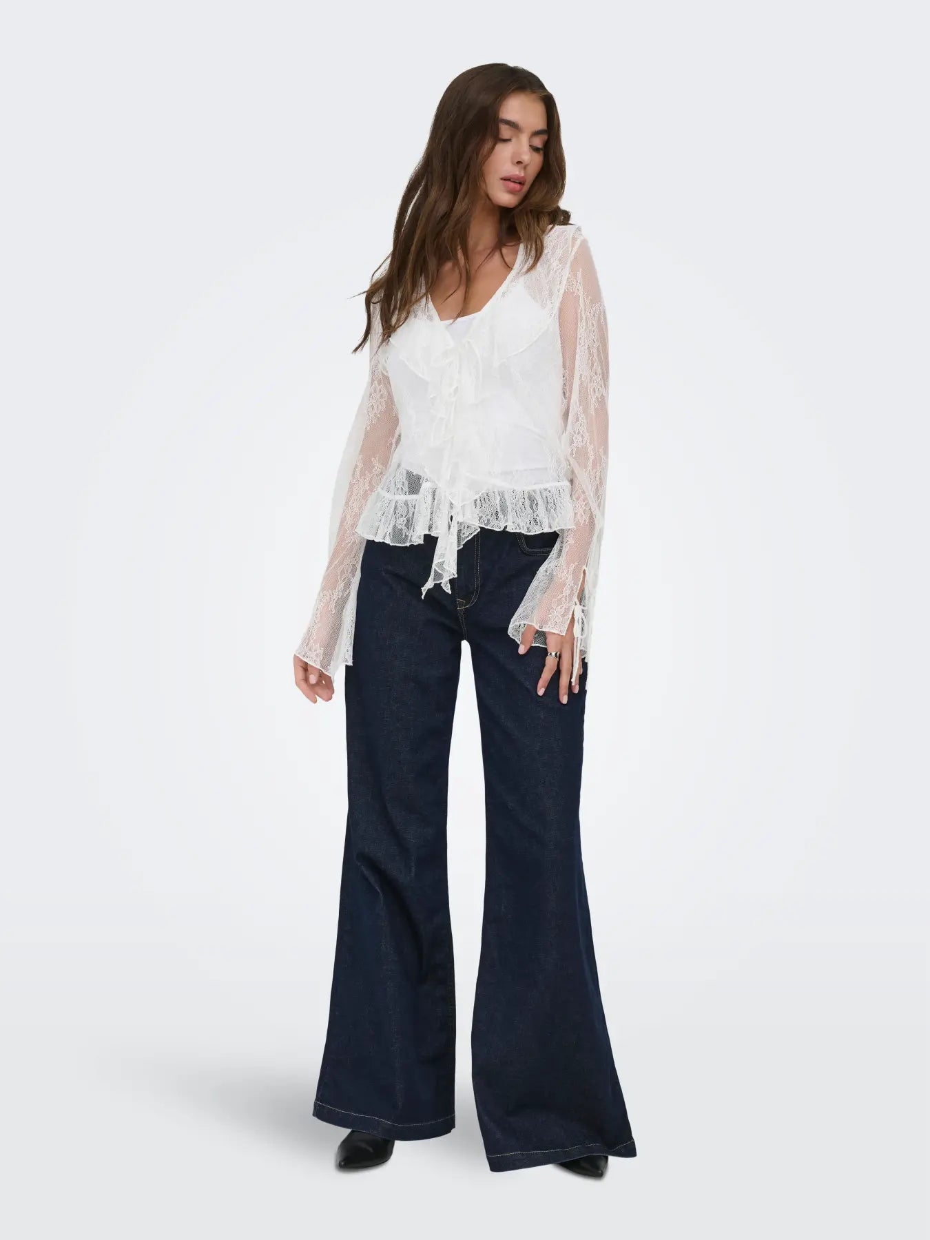 ONLY / Calibea Longsleeve Ruffle Top (2 COLORS)
