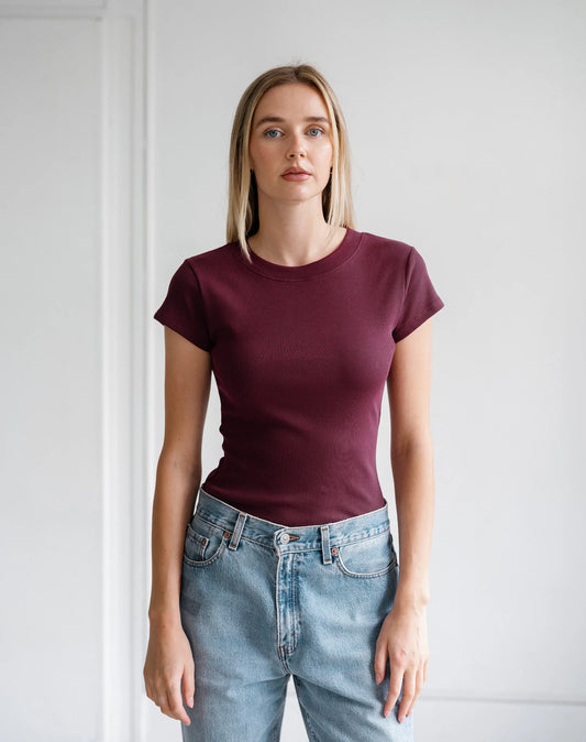 Brunette the Label / Ribbed Cap Sleeve Tee (2 Colors)