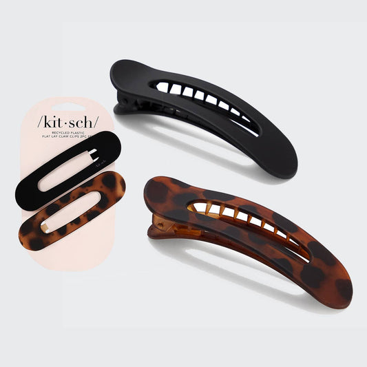 Kitsch / Flat Lay Claw Clip 2pc Flat - Black & Tort