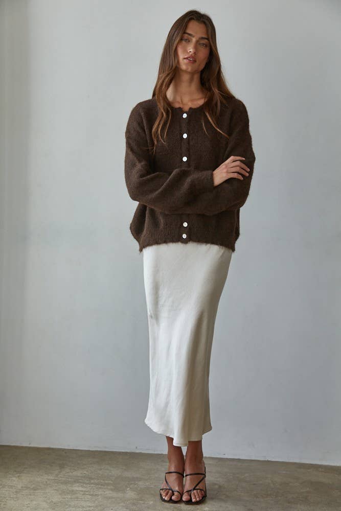 WC / Knit Cardigan in Dark Chocolate