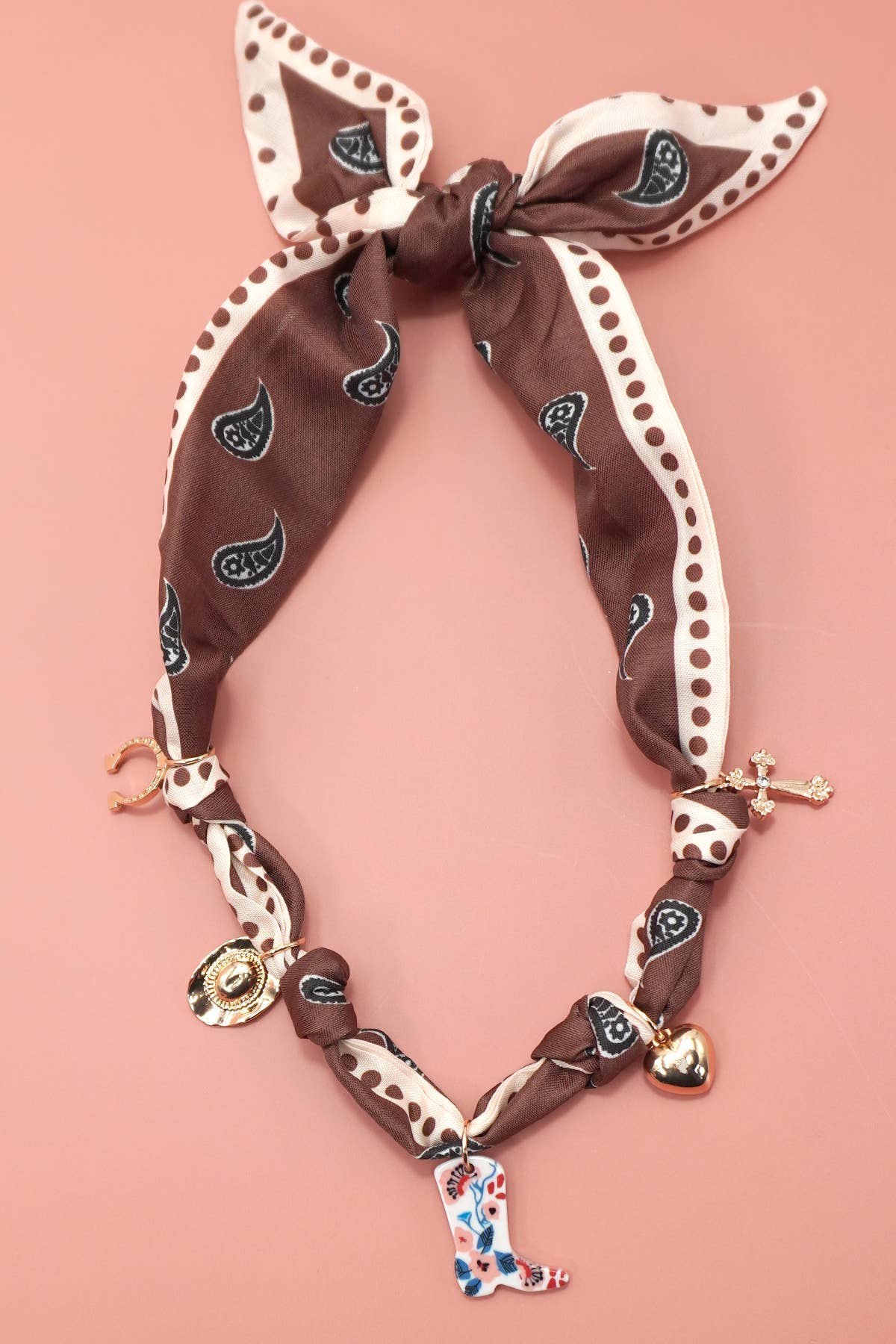 WC / Scarf Charm Necklace (Brown)