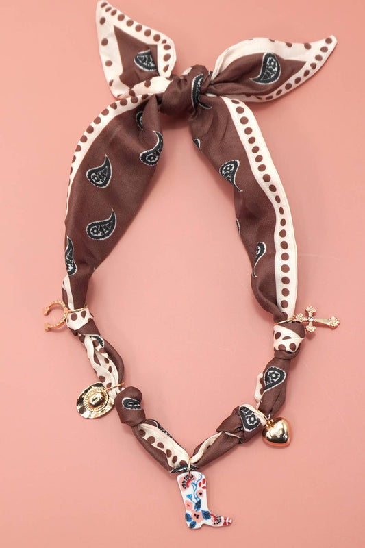 WC / Scarf Charm Necklace (Brown)