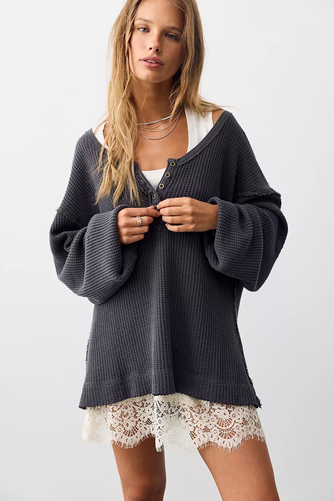 Free People / Montreal Oversized Thermal Henley