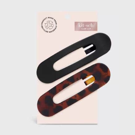Kitsch / Flat Lay Claw Clip 2pc Flat - Black & Tort