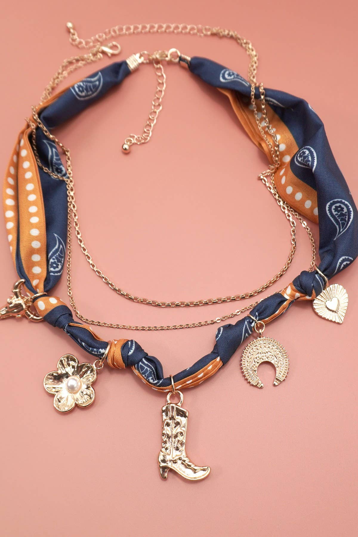WC / Scarf Charm Necklace (Navy)