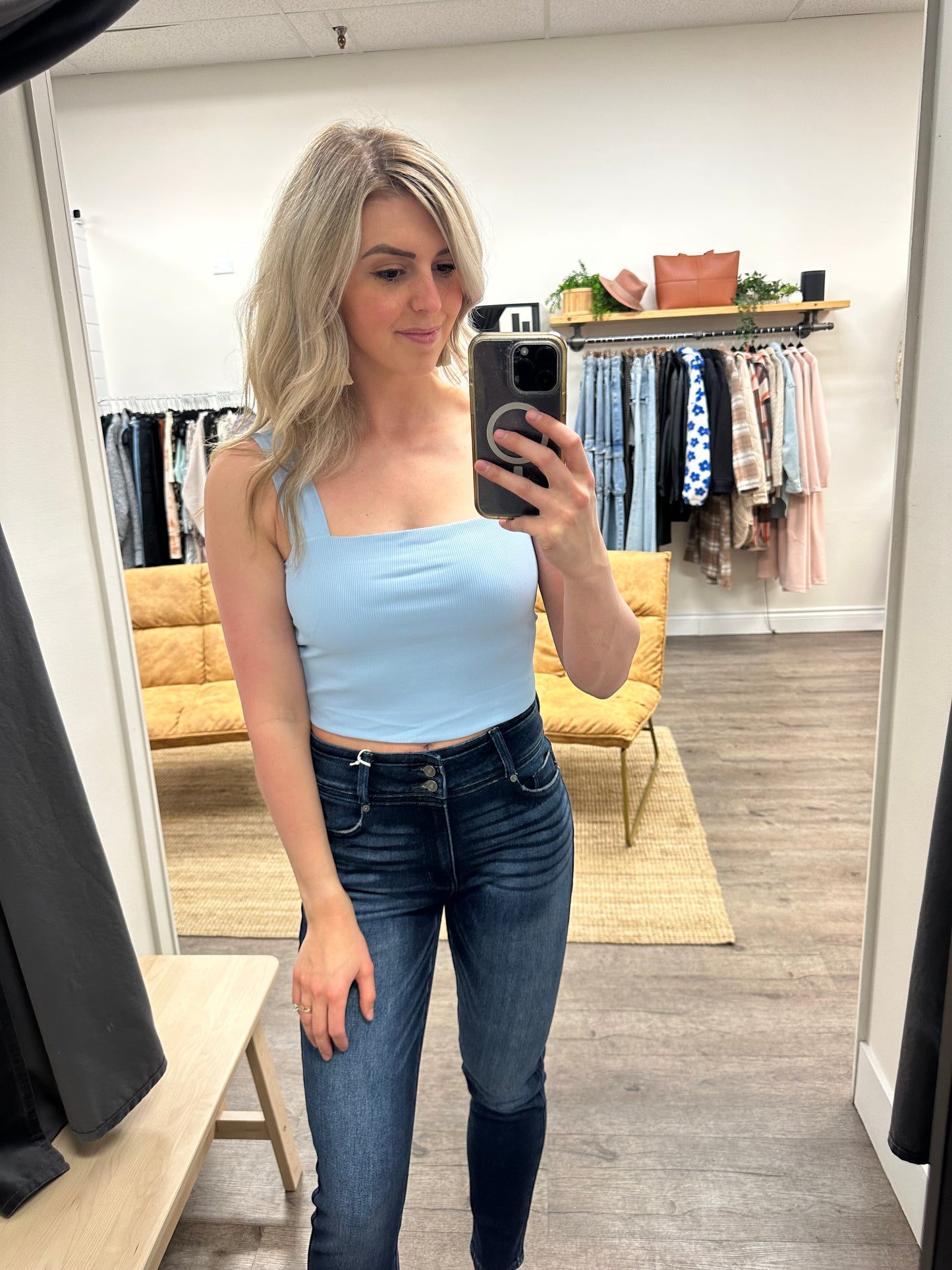 Second Skin / Clare Ribbed Crop Top (Bluebell)