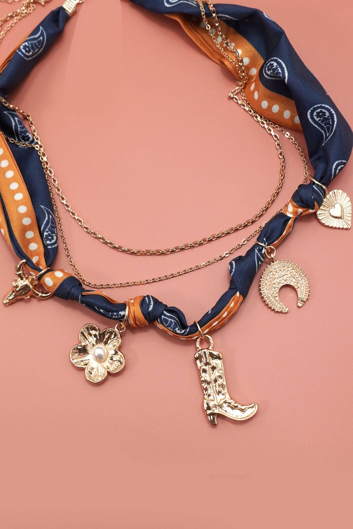 WC / Scarf Charm Necklace (Navy)
