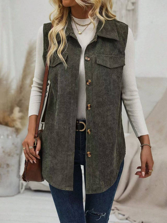 WC / Corduroy Vest in Dark Olive