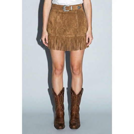 WC / Suede Fringe Skirt