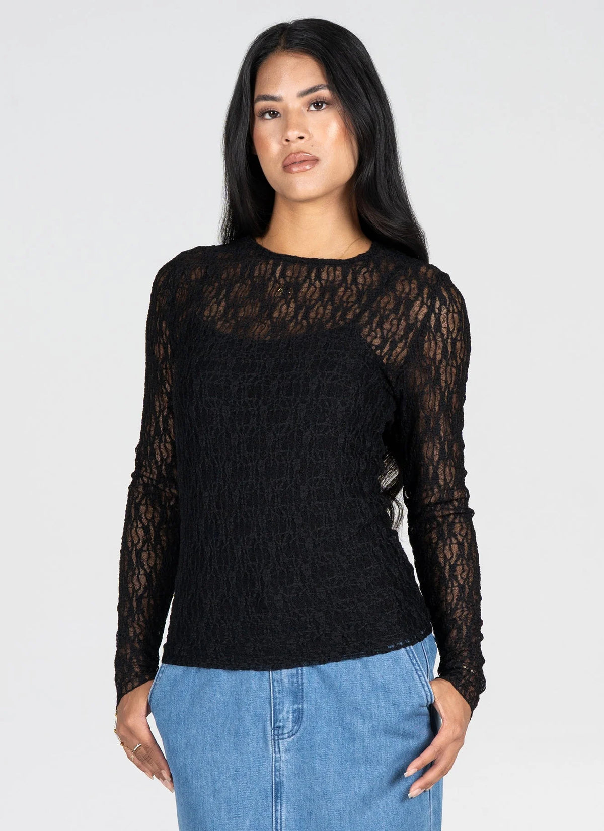 C’est Moi / Stretch Lace Longsleeve (2 Colors)