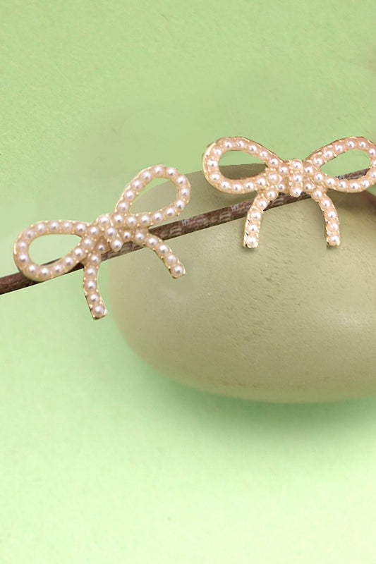 WC / Bow Pearl Earrings