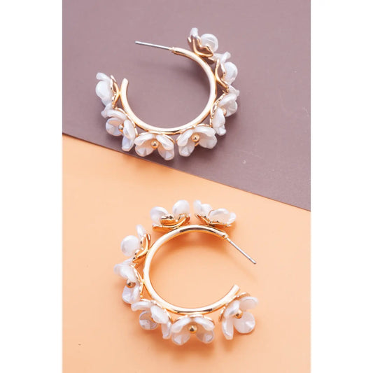 WC Pearl Flower Hoop Earrings