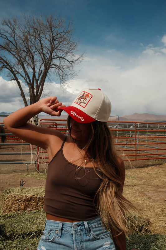 WC / Cowboy Howdy Trucker Hat (Red)