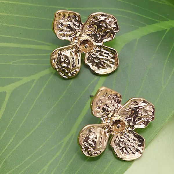 WC Hammered Flower Stud Earrings