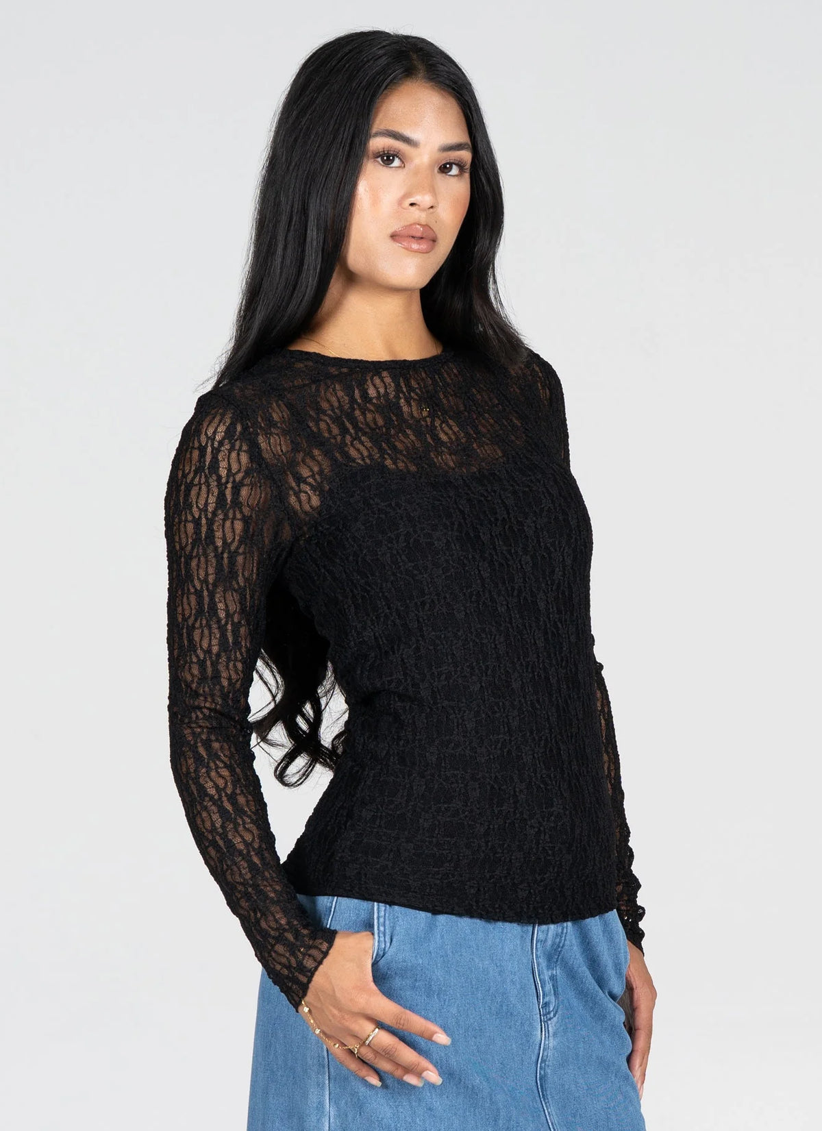 C’est Moi / Stretch Lace Longsleeve (2 Colors)