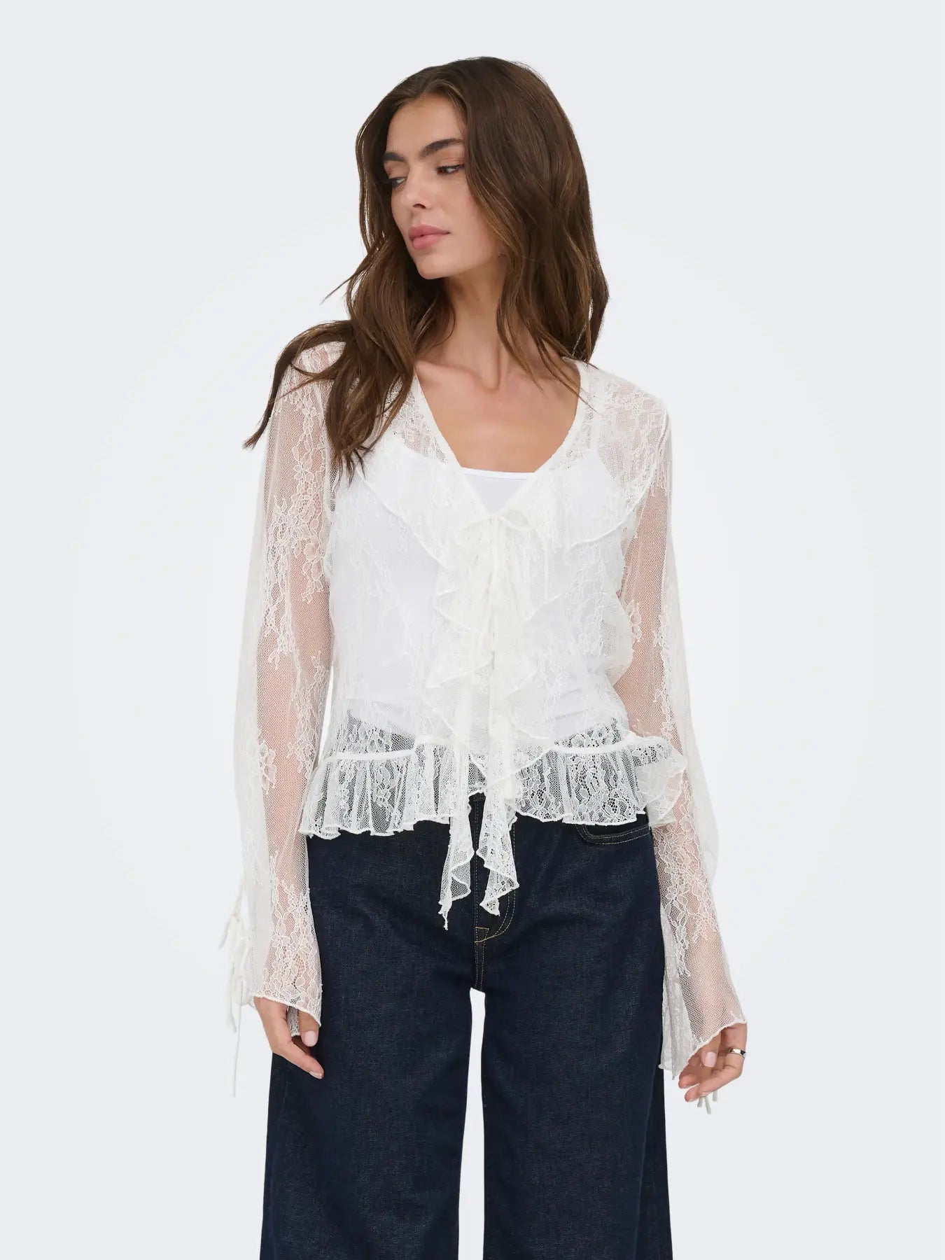 ONLY / Calibea Longsleeve Ruffle Top (2 COLORS)