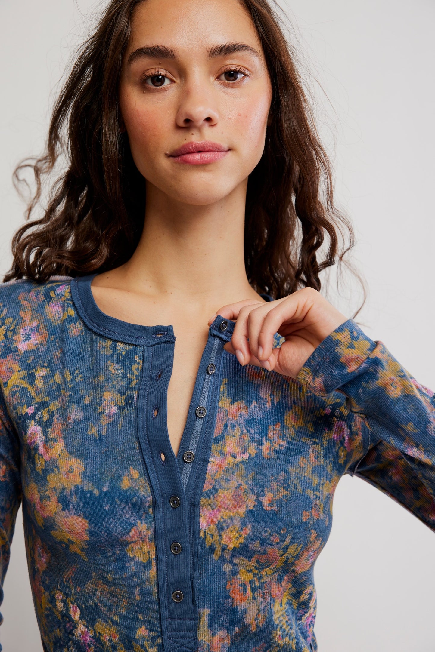 Free People / Jamie Printed Henley Longsleeve