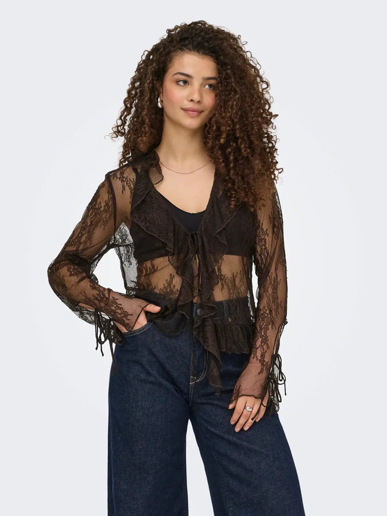 ONLY / Calibea Longsleeve Ruffle Top (2 COLORS)
