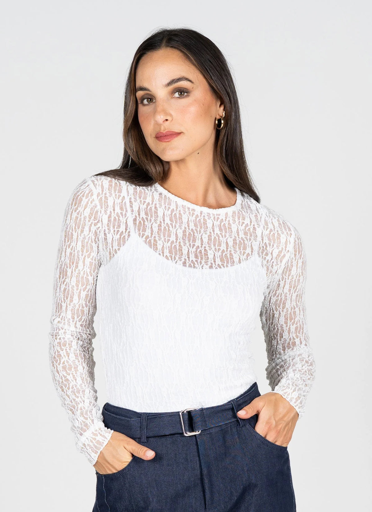 C’est Moi / Stretch Lace Longsleeve (2 Colors)