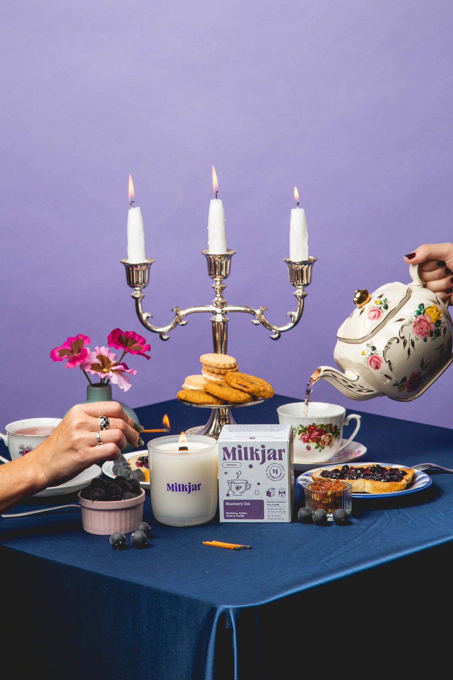 Milk Jar / Blueberry Tea Candle