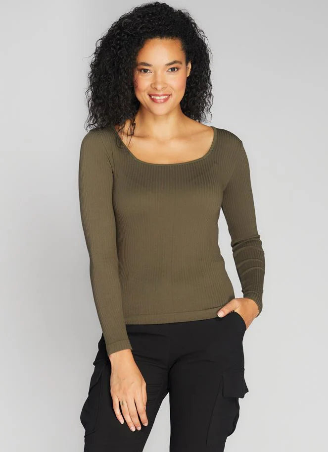 C’est Moi / Seamless Rib Square Neck Top — ONE SIZE (2 colors)
