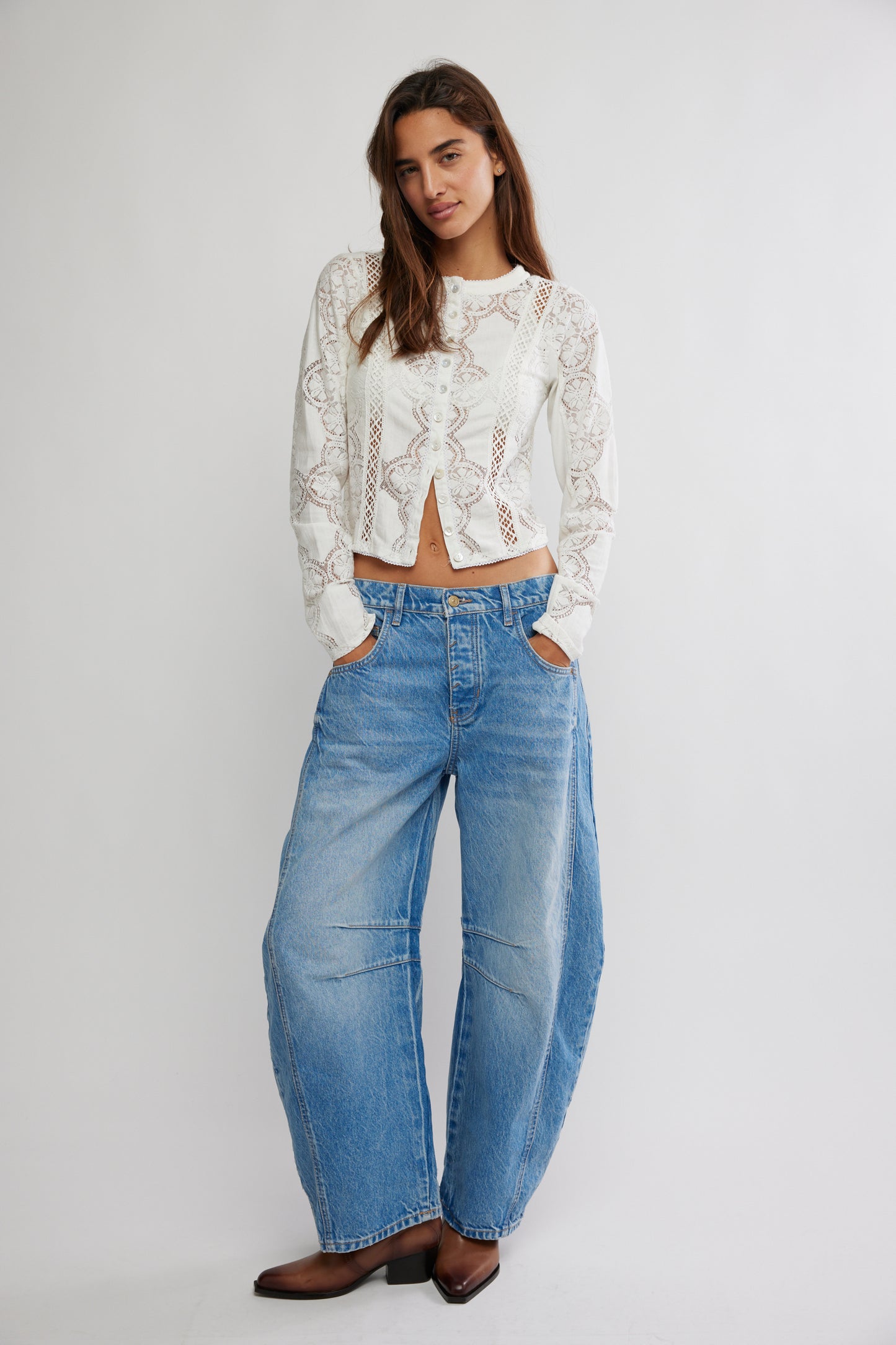 Free People / Good Luck Mid Rise Barrel Jeans