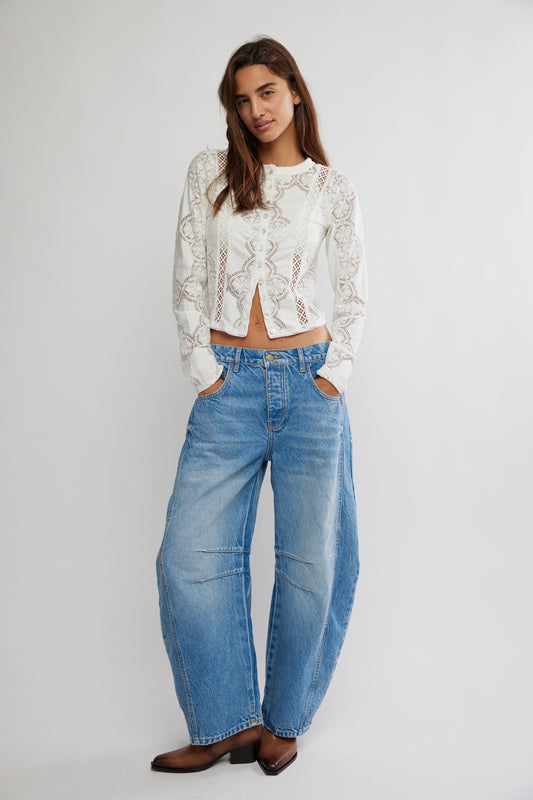 Free People / Good Luck Mid Rise Barrel Jeans