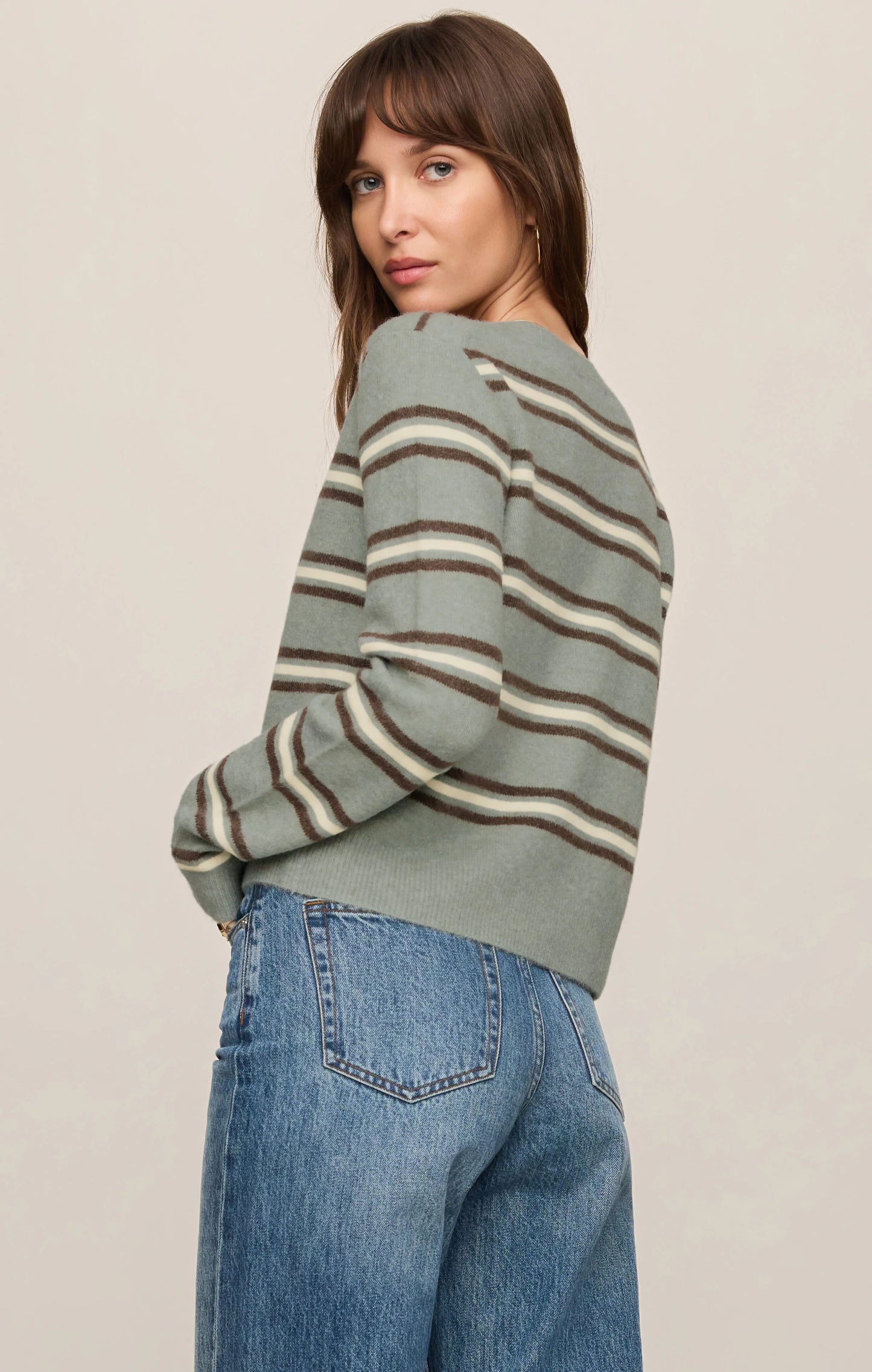 Z Supply / Medina Cozy Striped Cardigan in Aqua Cloud
