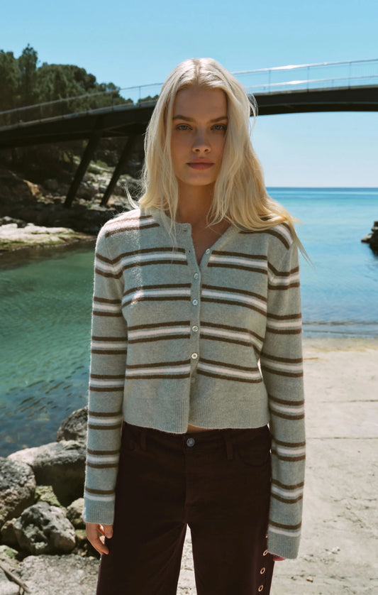 Z Supply / Medina Cozy Striped Cardigan in Aqua Cloud