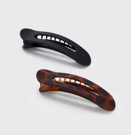 Kitsch / Flat Lay Claw Clip 2pc Flat - Black & Tort